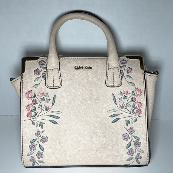 Calvin‎ Klein peachy Floral embroidered Crossbody Purse * no strap - Picture 1 of 10